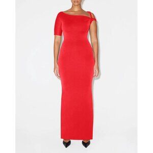 KHY Women's Sueded Stretch Twist Maxi Dress Size S In Tomato